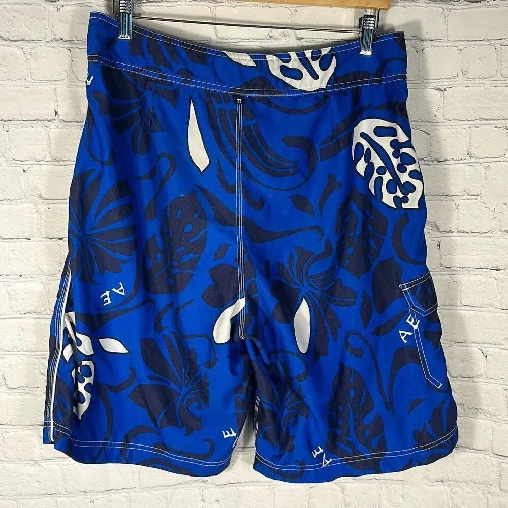 American Eagle Men’s‎ Blue Floral Swim Trunks Swimwear Board Shorts size 33